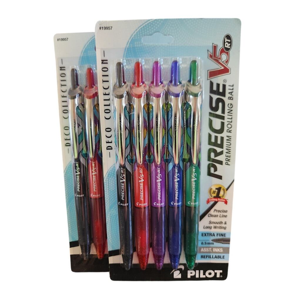 Pilot Precise V5 RT Pens 0.5mm Multicolor Extra Fine Pack of 2 New
